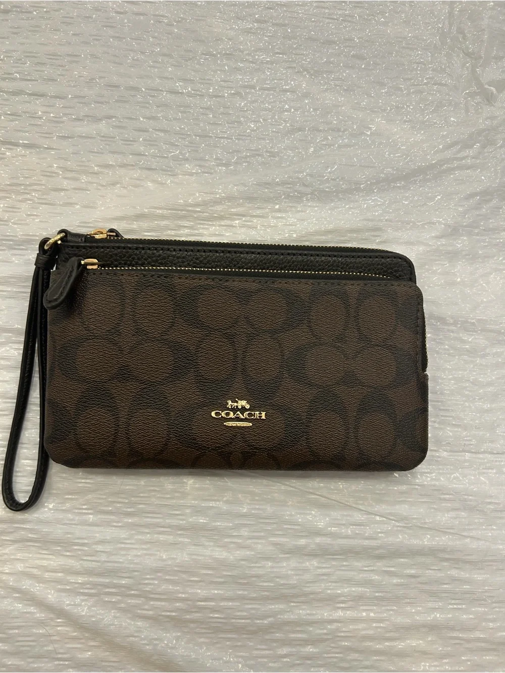 Coach Signature Canvas Backpack in Dark Brown and Black with Gold Hardware